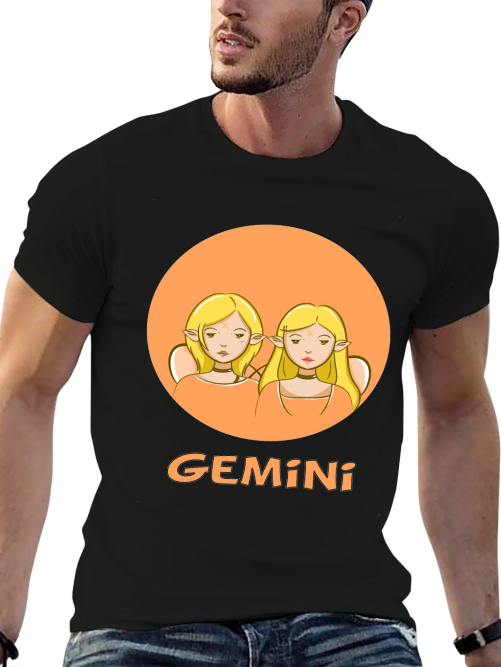 Gemini Zodiac Graphic Tee - Black
