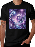Cosmic Floral T-Shirt - Galaxy Fantasy Art