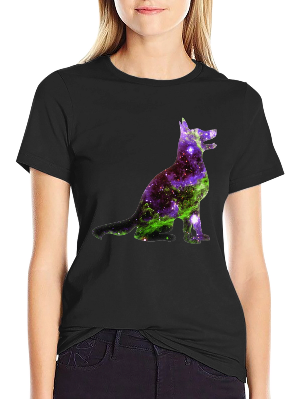 Galaxy Dog Graphic Tee - Black Cotton Blend