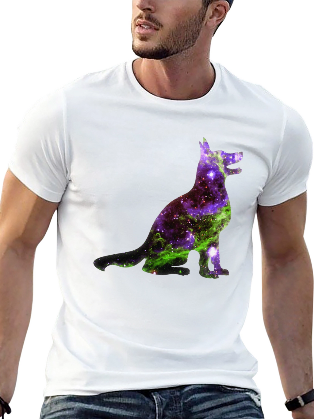 Galaxy Dog Graphic Tee - Black Cotton Blend