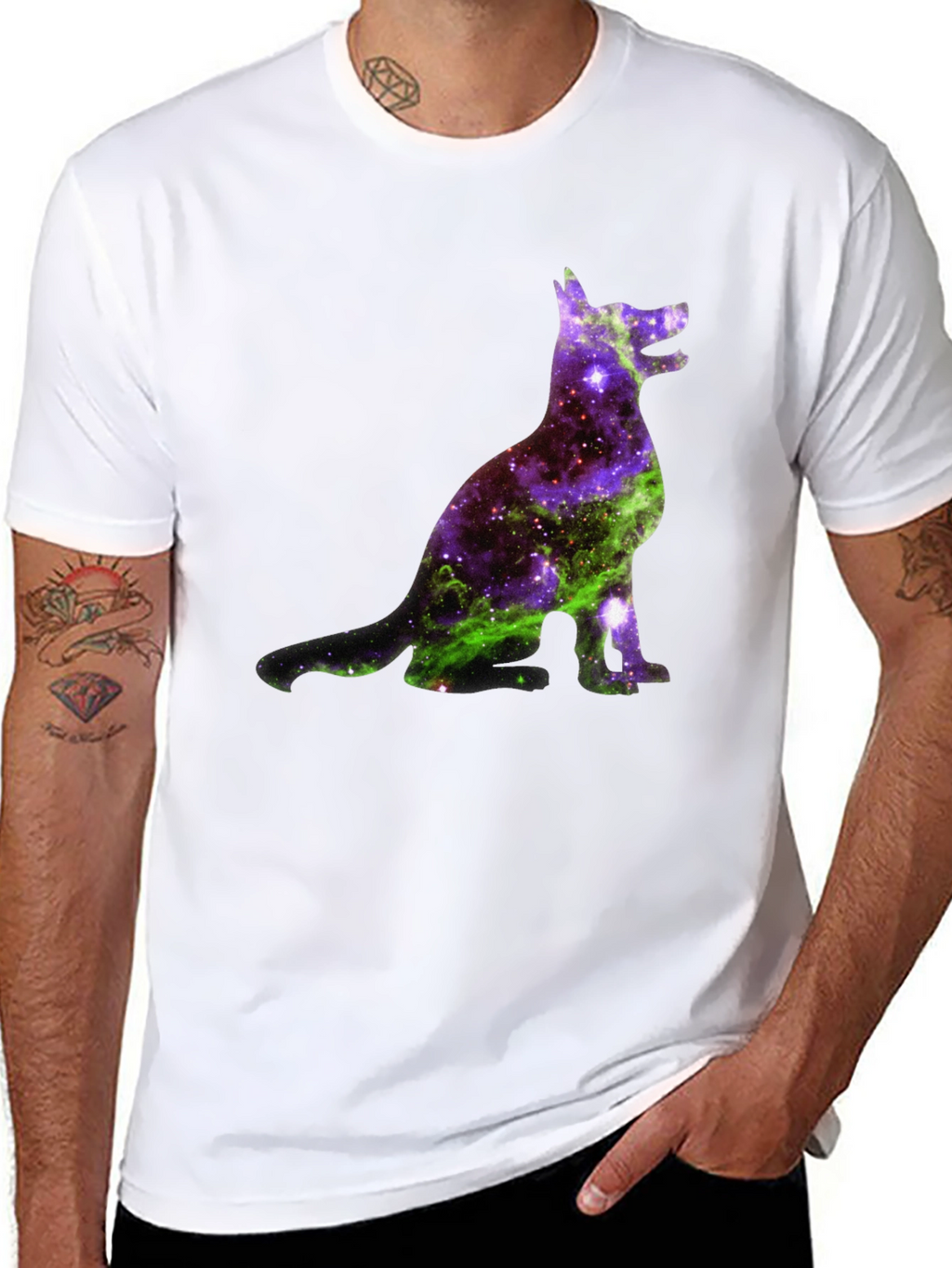 Galaxy Dog Graphic Tee - Black Cotton Blend