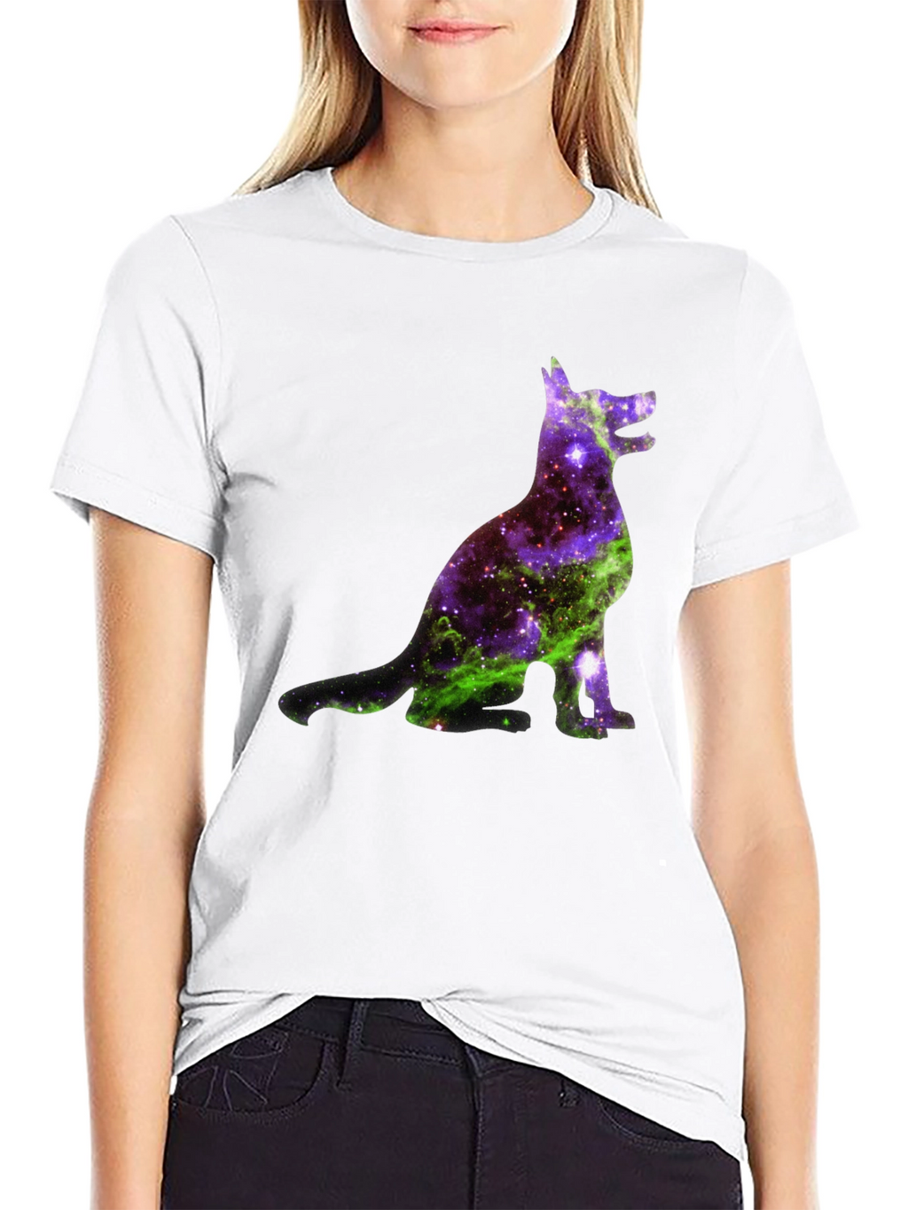 Galaxy Dog Graphic Tee - Black Cotton Blend