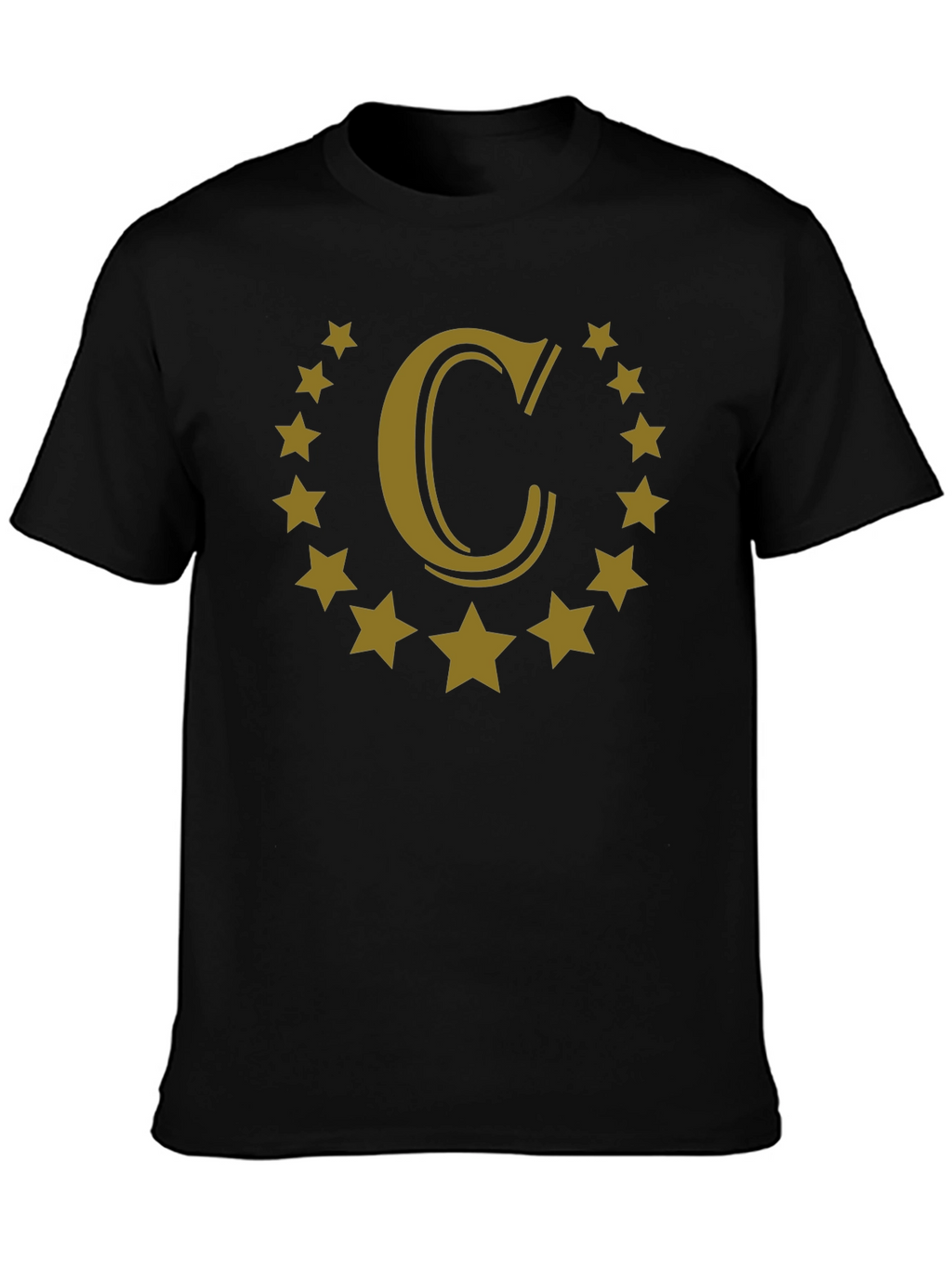 Letter C Star Circle Black Graphic Tee