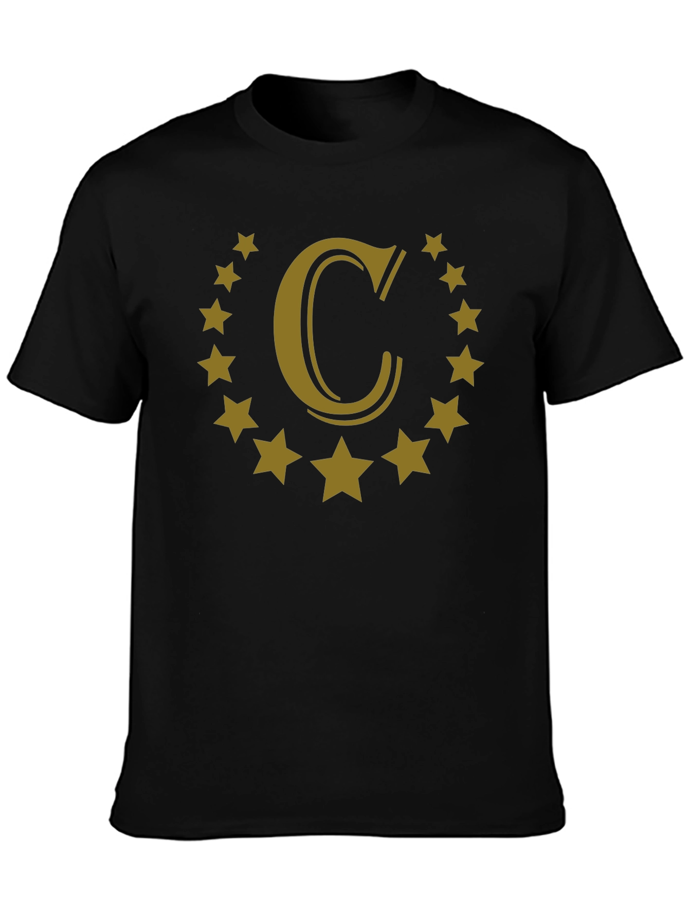 Letter C Star Circle Black Graphic Tee