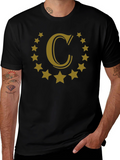 Letter C Star Circle Black Graphic Tee