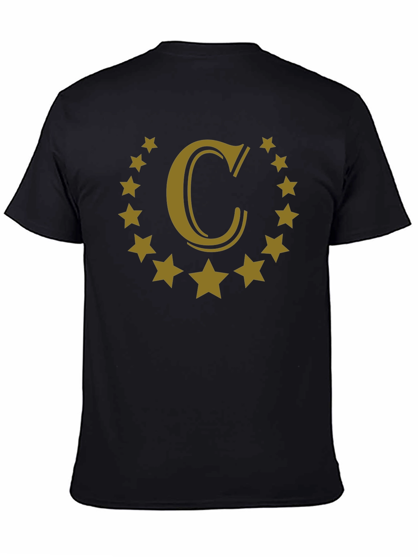 Letter C Star Circle Black Graphic Tee