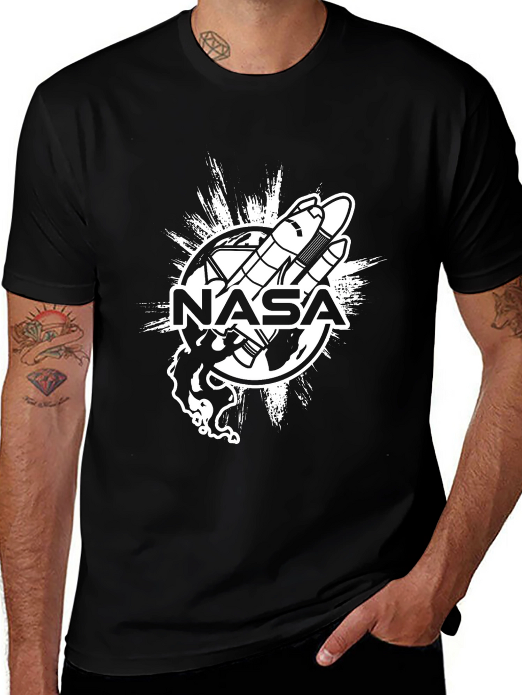 NASA Space Shuttle Graphic T-Shirt - Black