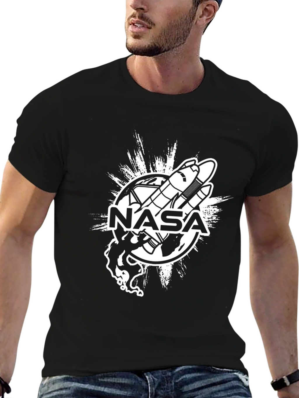 NASA Space Shuttle Graphic T-Shirt - Black