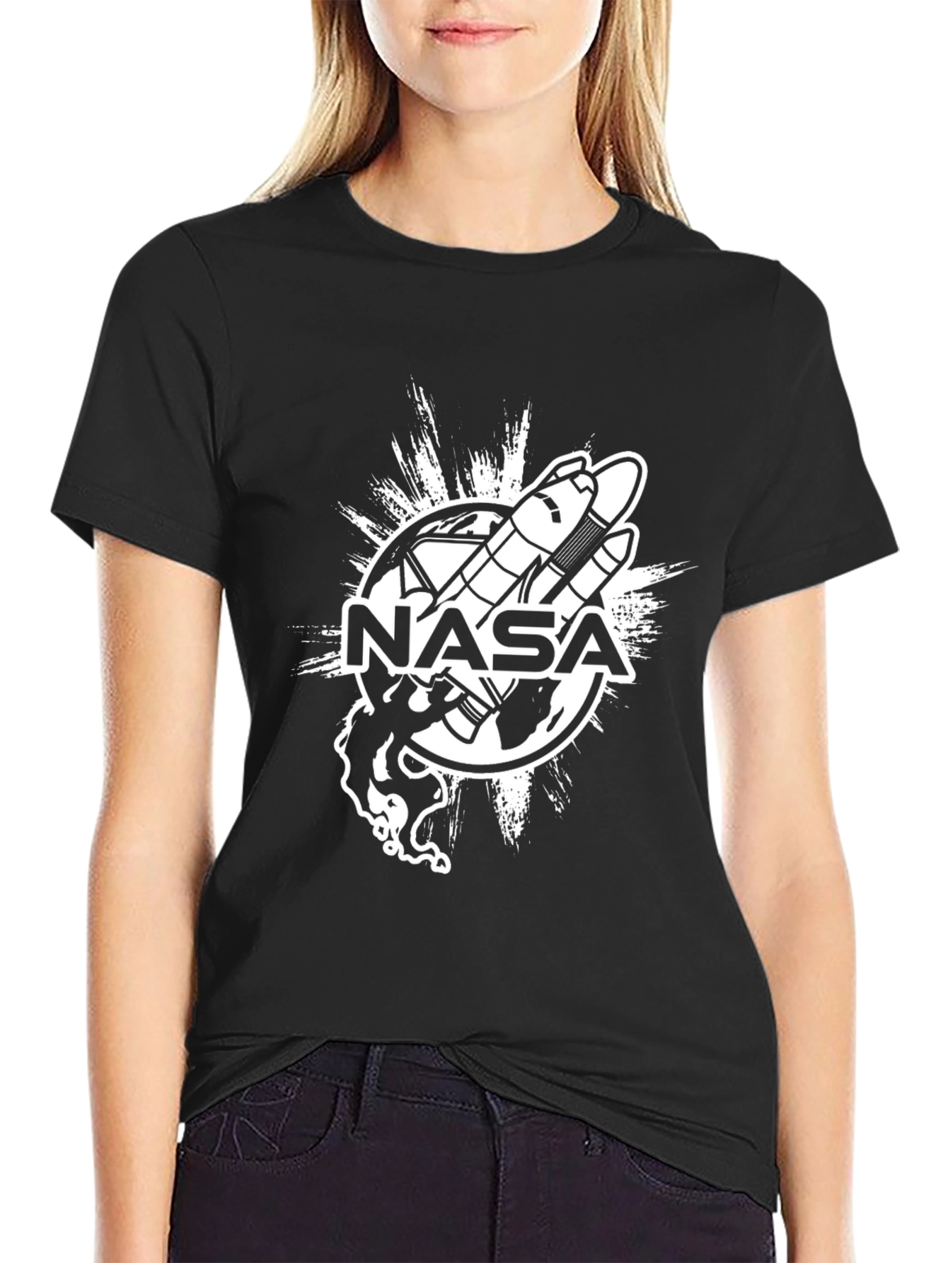 NASA Space Shuttle Graphic T-Shirt - Black