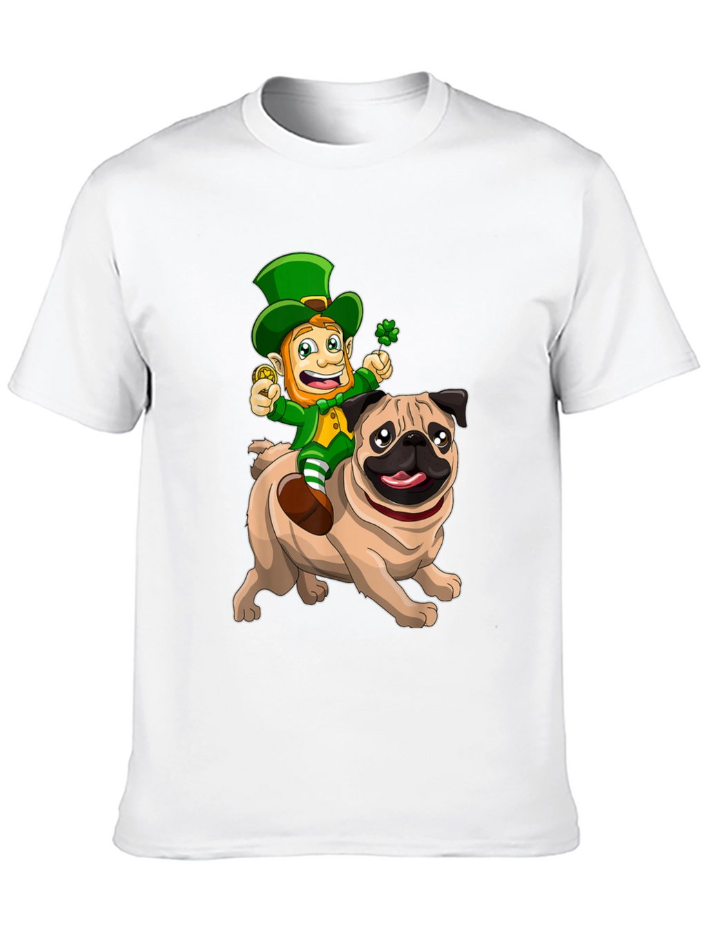 St. Patricks Day Leprechaun Riding a Pug T-Shirt
