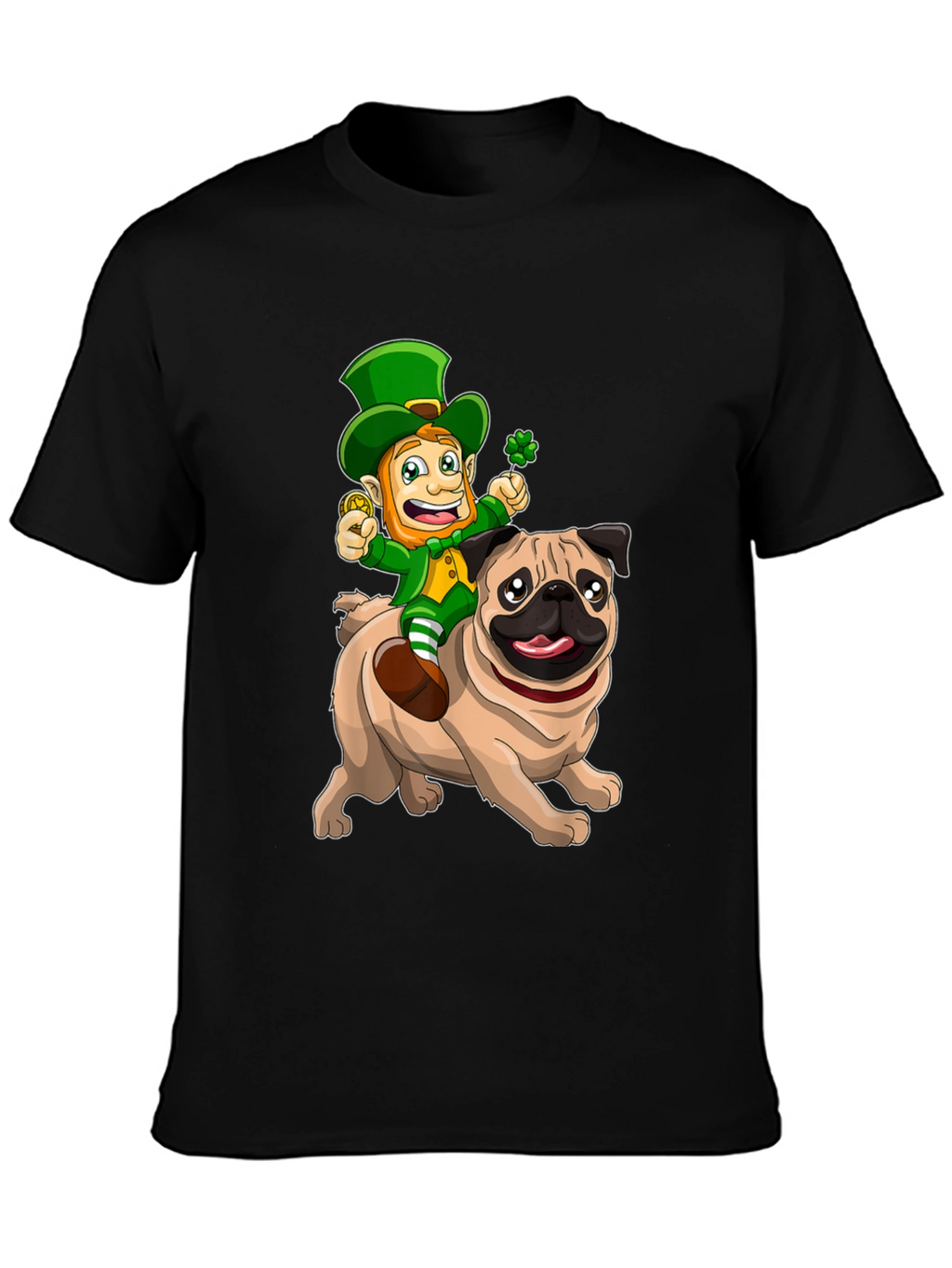 St. Patricks Day Leprechaun Riding a Pug T-Shirt