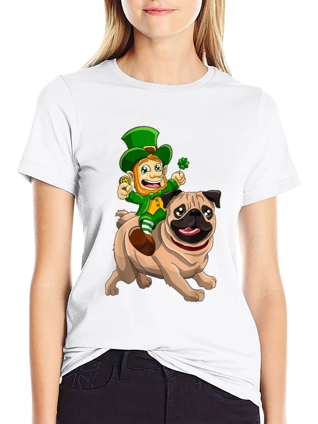 St. Patricks Day Leprechaun Riding a Pug T-Shirt