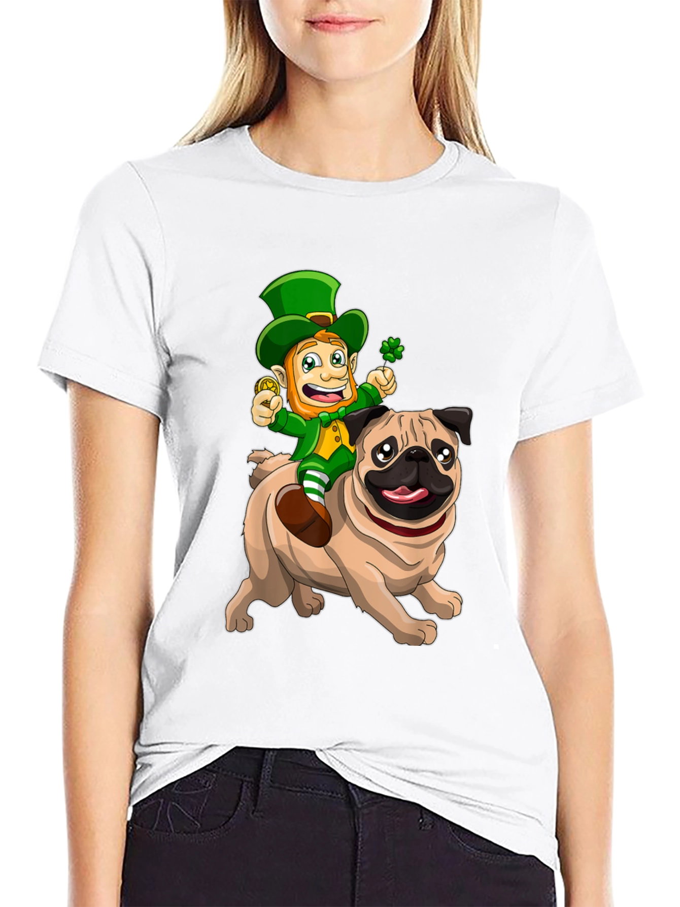 St. Patricks Day Leprechaun Riding a Pug T-Shirt