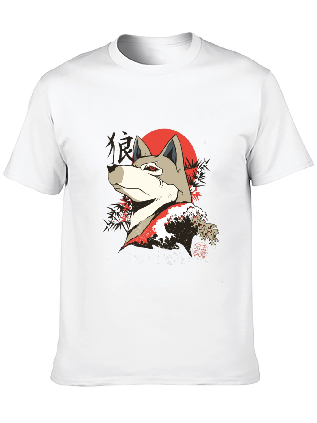 Japanese Wolf Graphic Tee - Unique Design