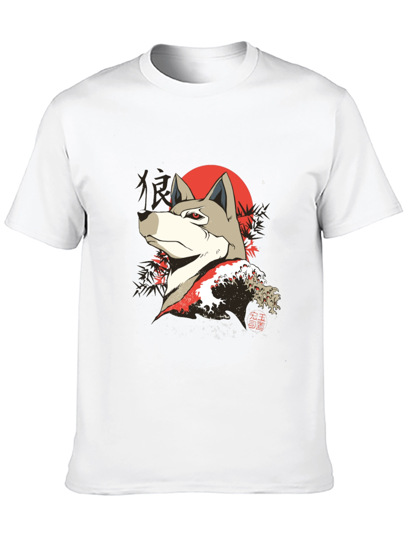Japanese Wolf Graphic Tee - Unique Design