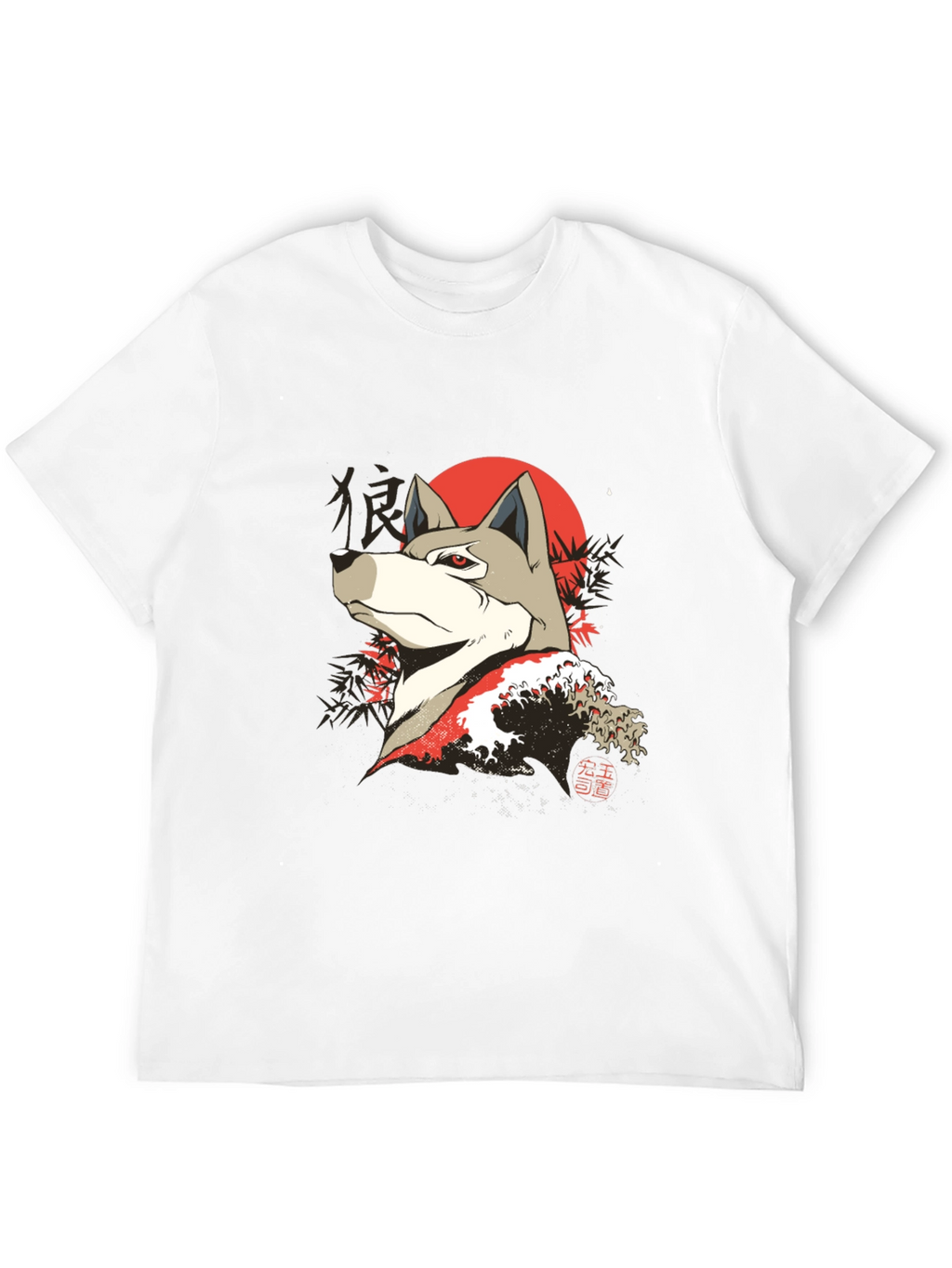 Japanese Wolf Graphic Tee - Unique Design