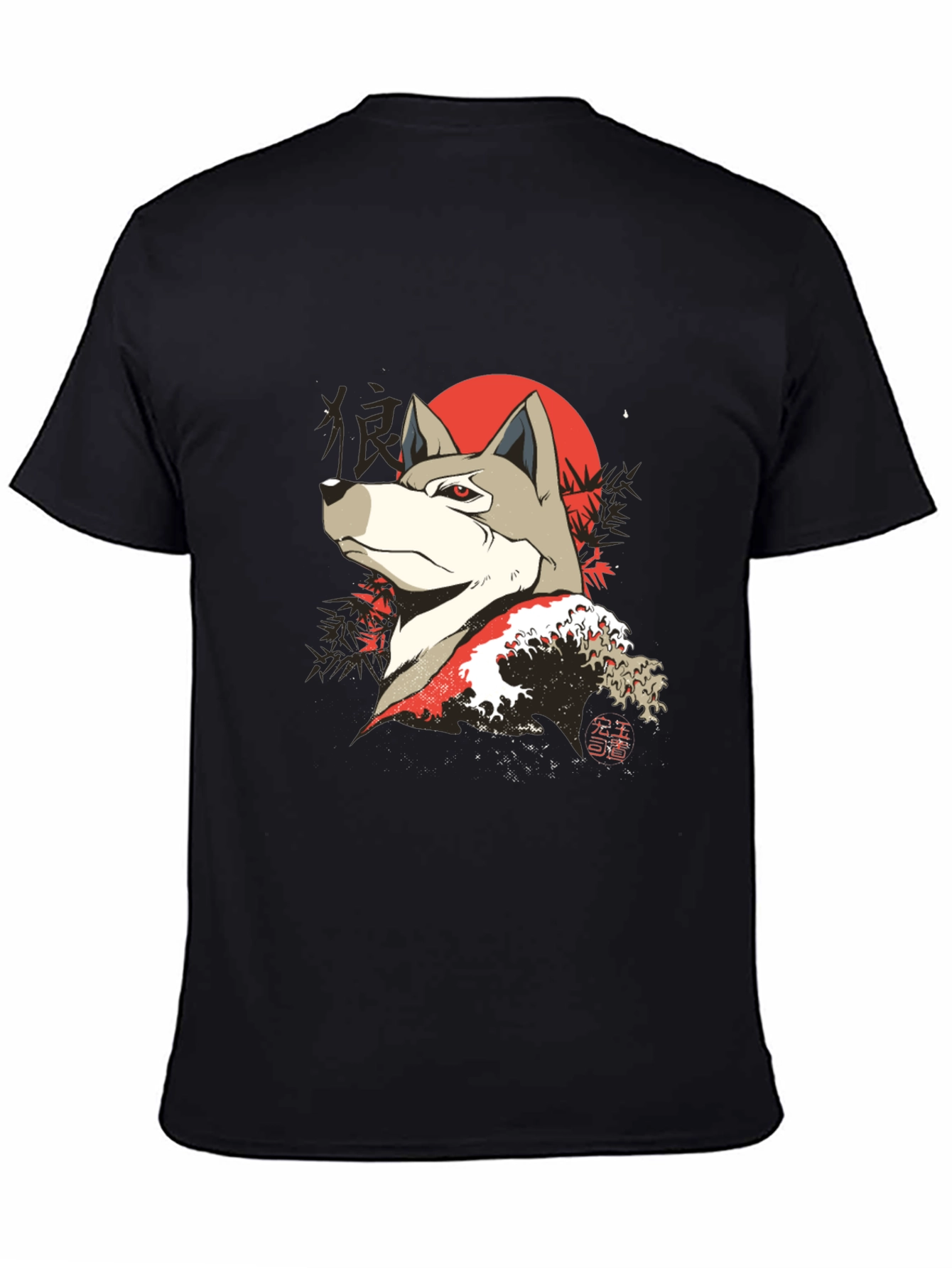 Japanese Wolf Graphic Tee - Unique Design