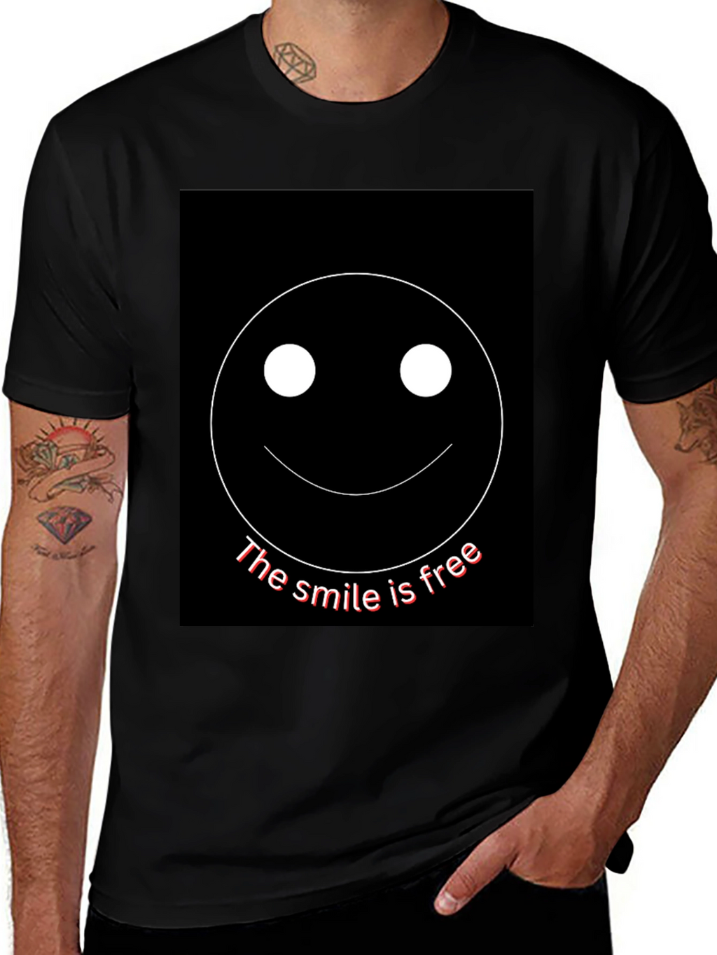 Smile is Free Black Graphic T-Shirt