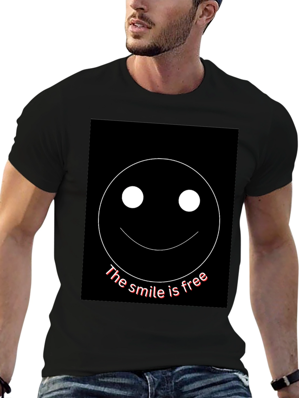 Smile is Free Black Graphic T-Shirt