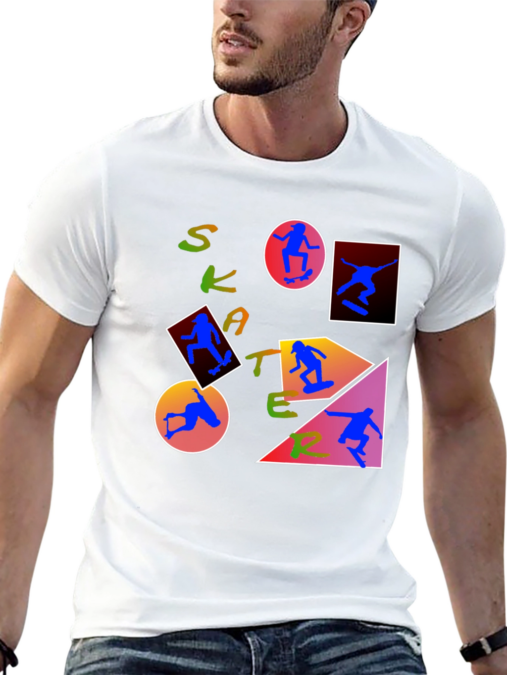 Skater Graphic Print T-Shirt - Trendy Crew Neck Tee