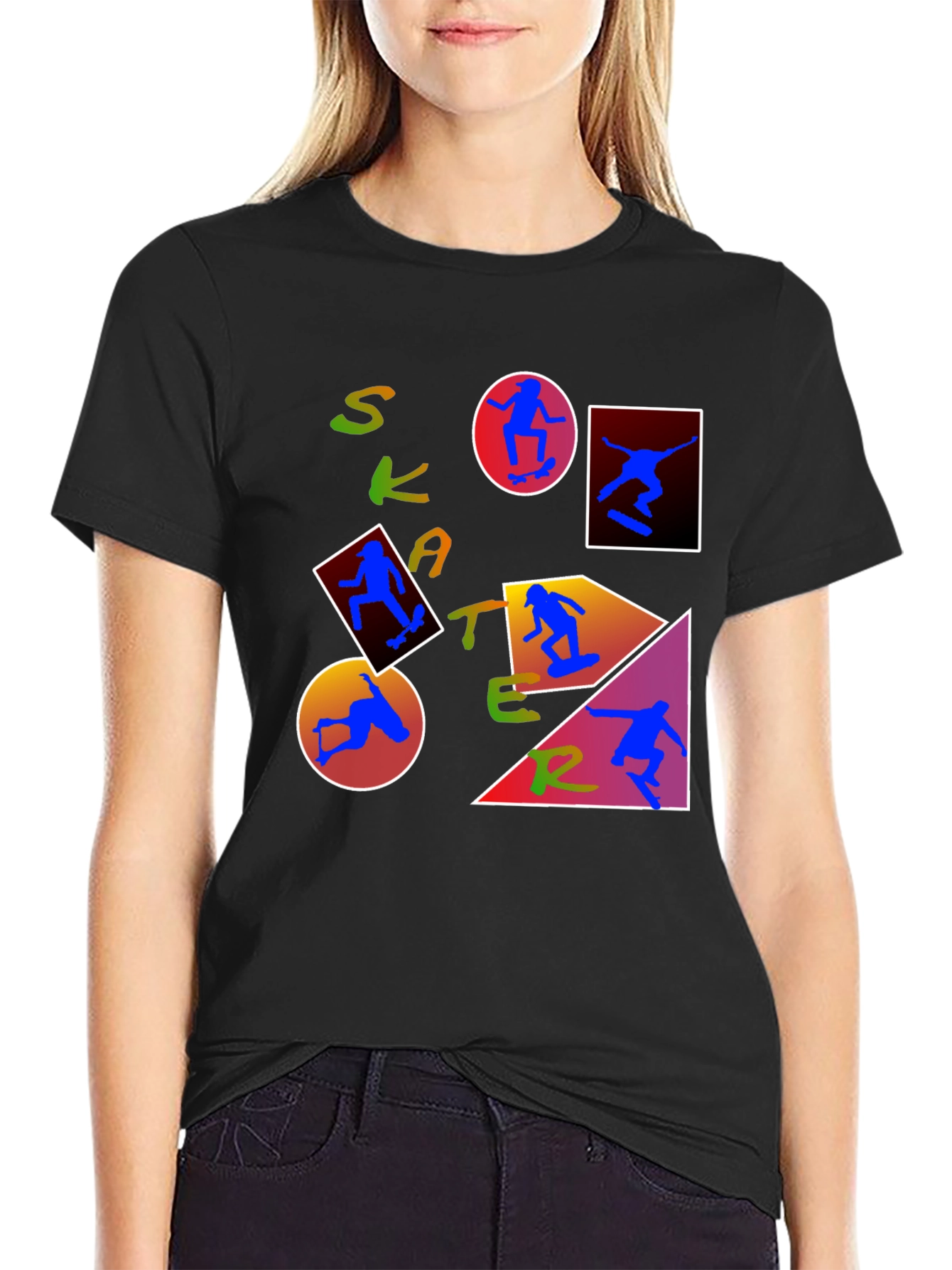 Skater Graphic Print T-Shirt - Trendy Crew Neck Tee
