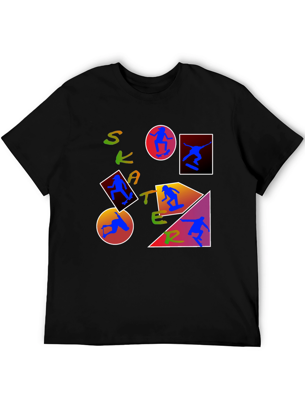 Skater Graphic Print T-Shirt - Trendy Crew Neck Tee