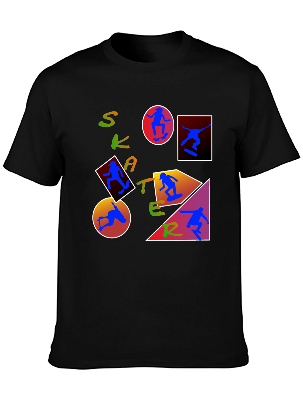 Skater Graphic Print T-Shirt - Trendy Crew Neck Tee