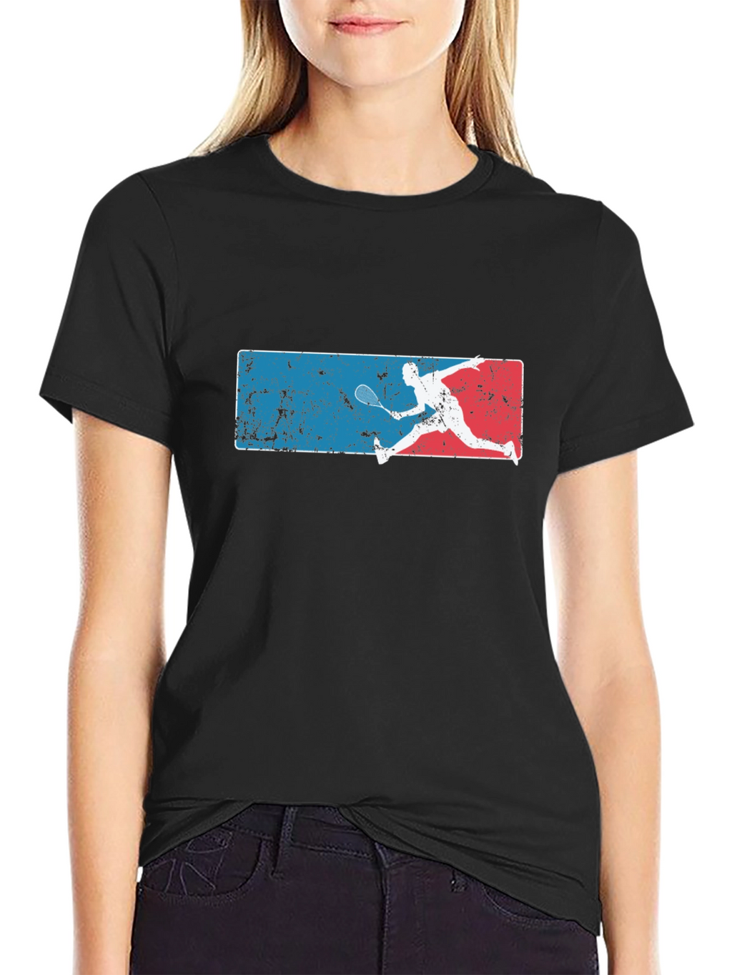 Badminton Player Graphic Tee - Black