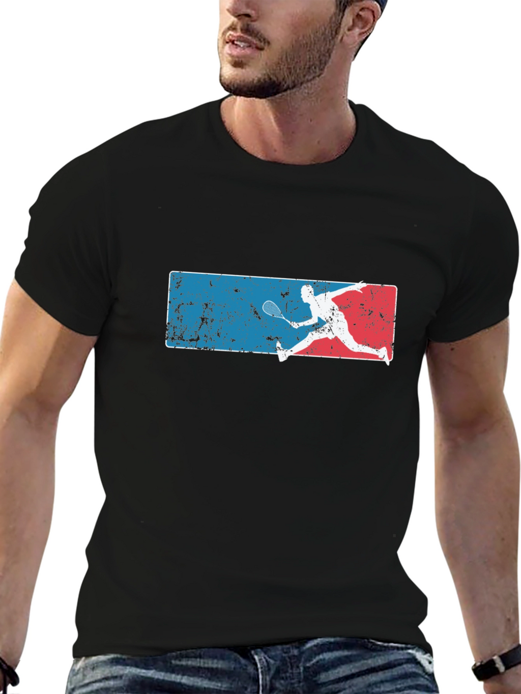 Badminton Player Graphic Tee - Black