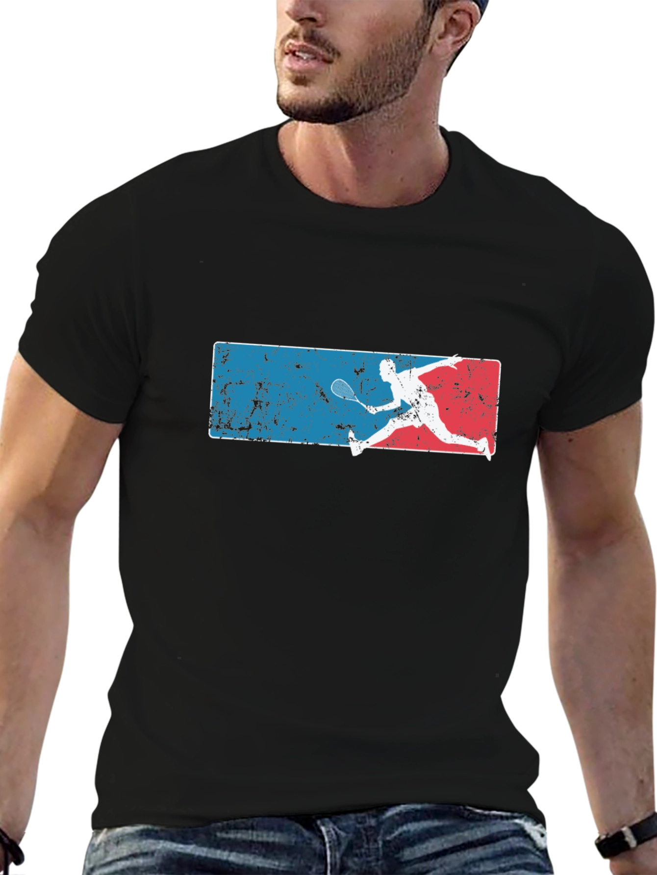 Badminton Player Graphic Tee - Black