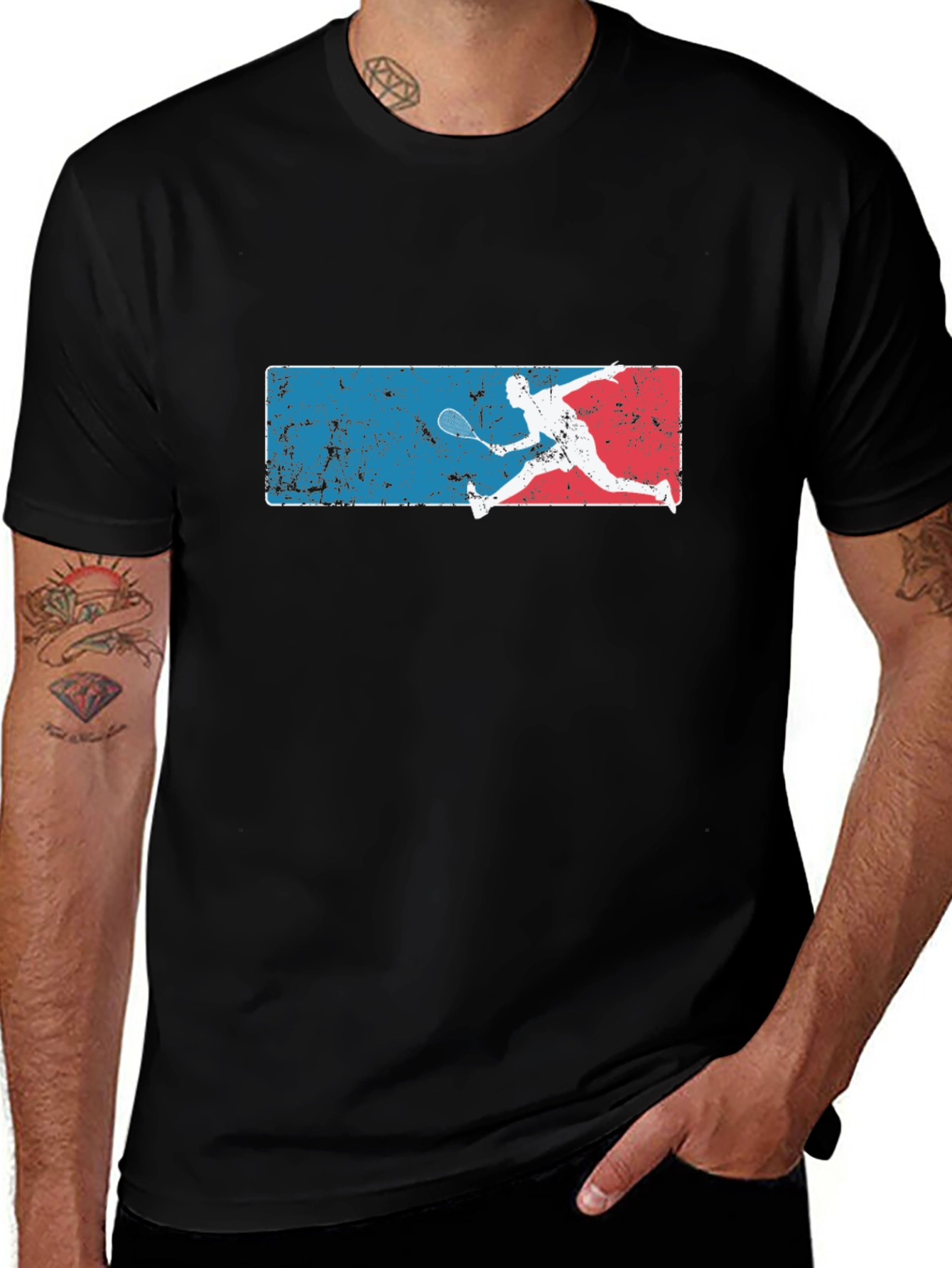Badminton Player Graphic Tee - Black