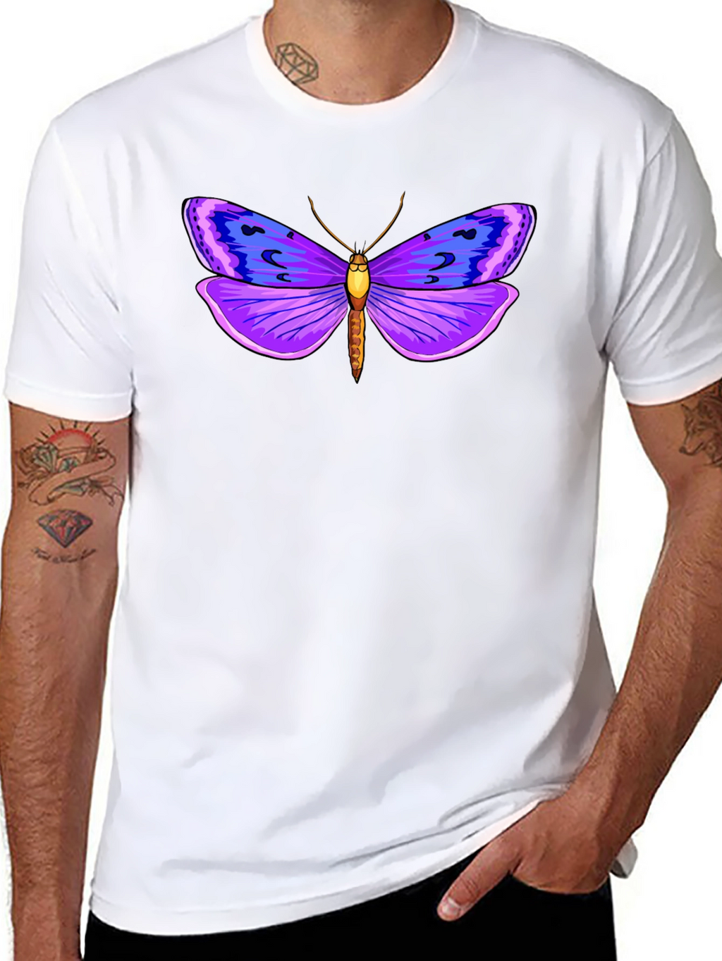 Butterfly Graphic Tee - Stylish Mens Black T-Shirt