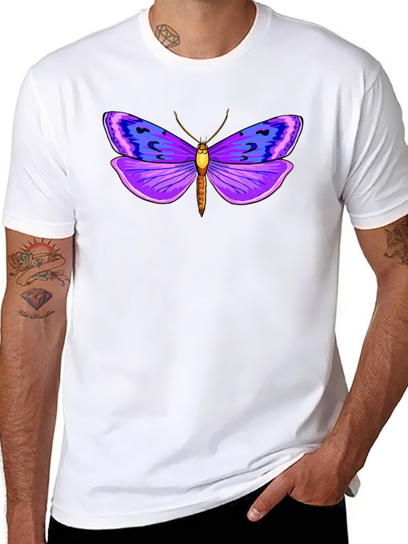 Butterfly Graphic Tee - Stylish Mens Black T-Shirt