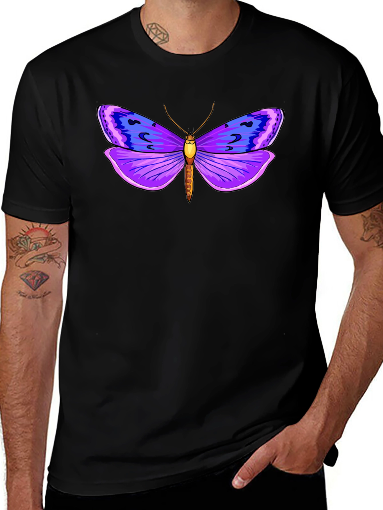 Butterfly Graphic Tee - Stylish Mens Black T-Shirt