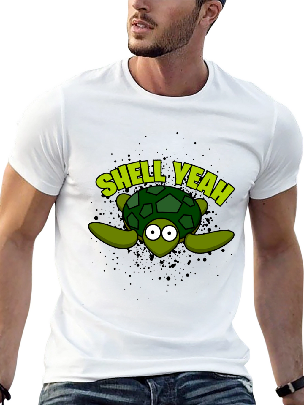 Shell Yeah Turtle Graphic Tee - Black Cotton T-Shirt