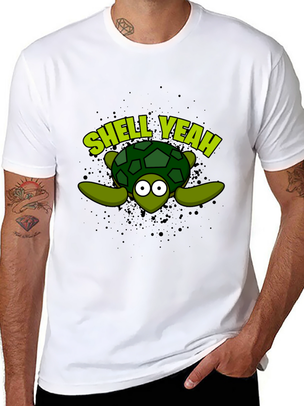 Shell Yeah Turtle Graphic Tee - Black Cotton T-Shirt