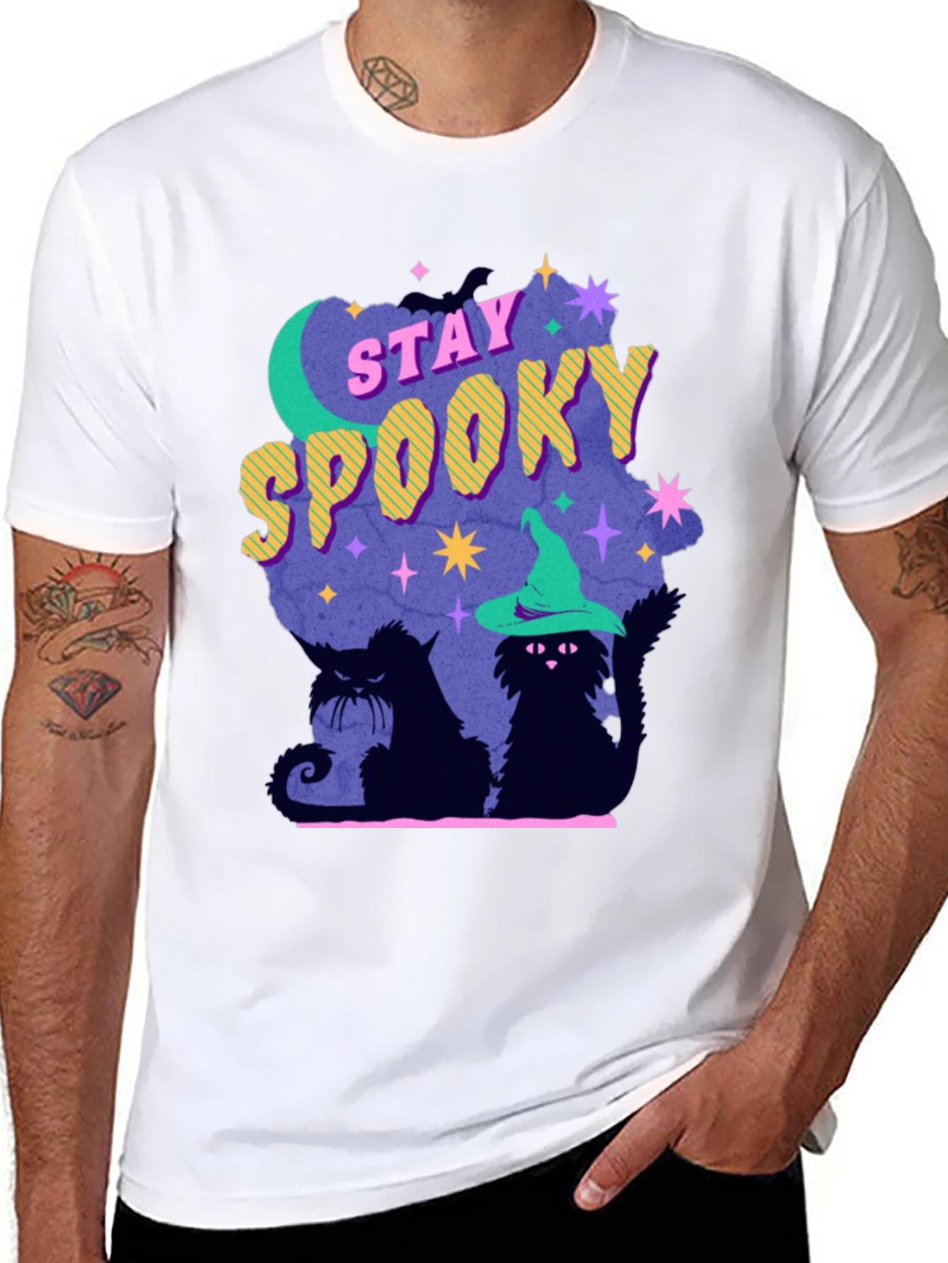Stay Spooky Cat Graphic Tee - Halloween T-Shirt