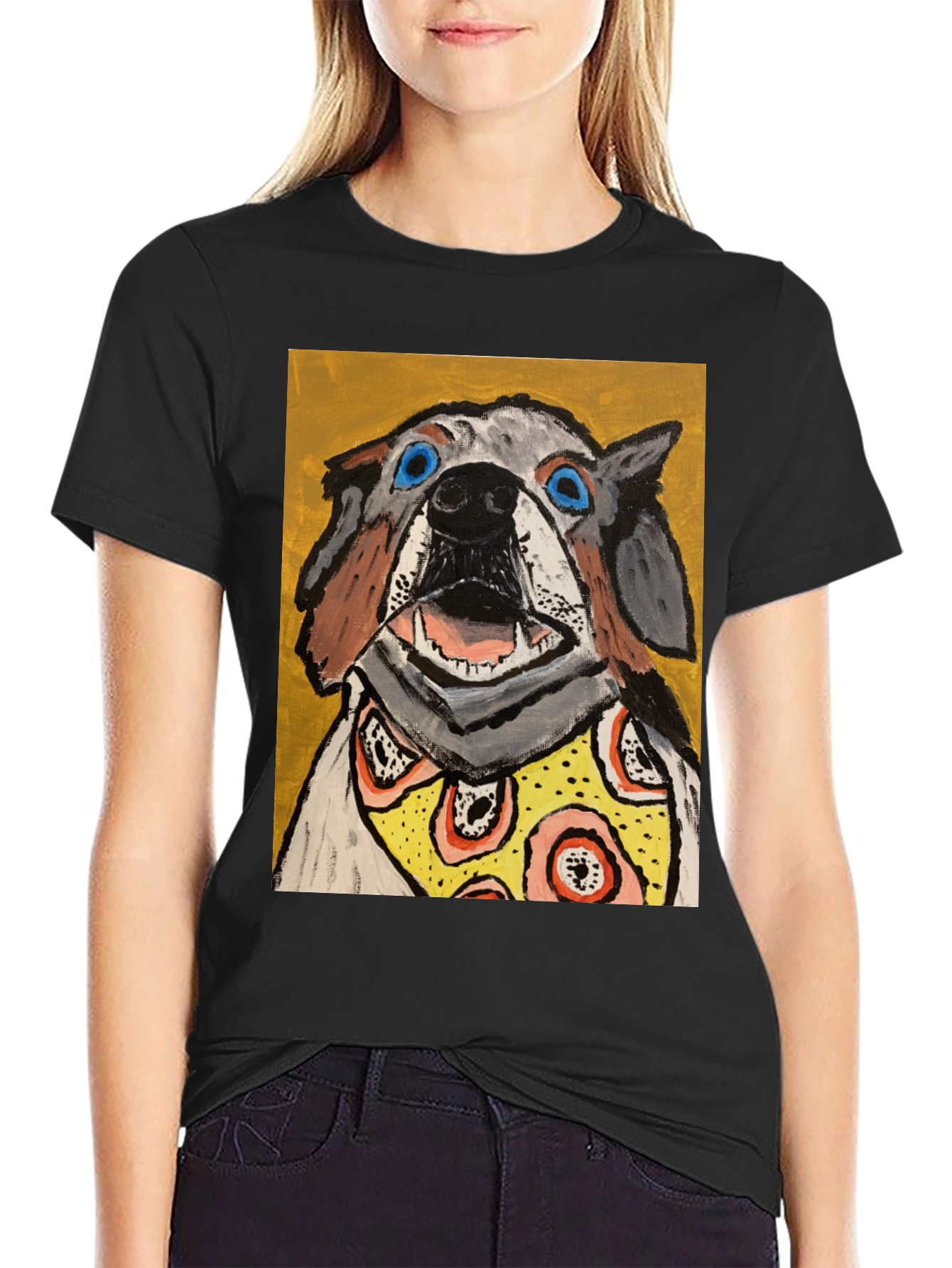 Colorful Dog Portrait T-Shirt – Artistic Dog Lover Tee