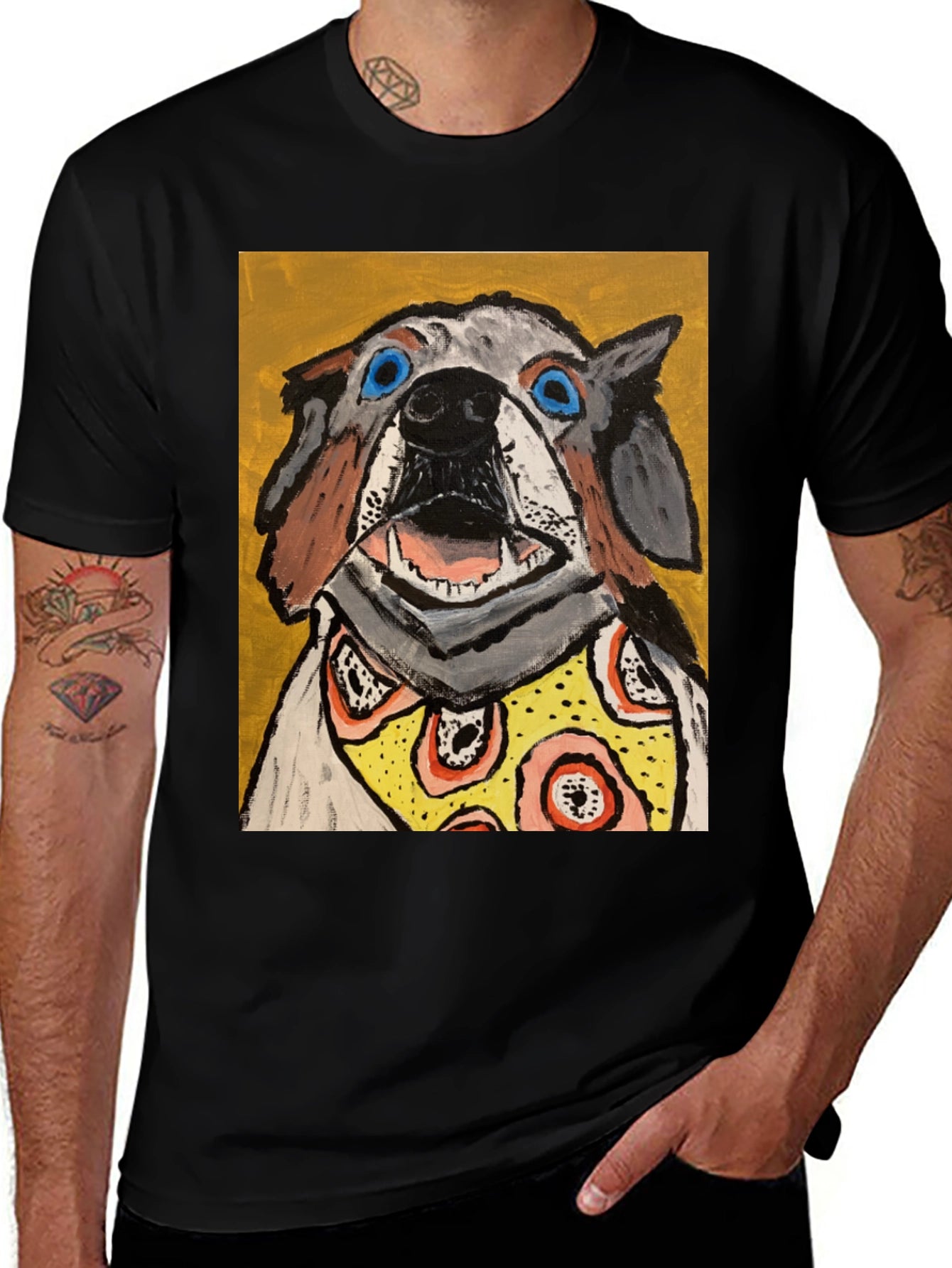 Colorful Dog Portrait T-Shirt – Artistic Dog Lover Tee