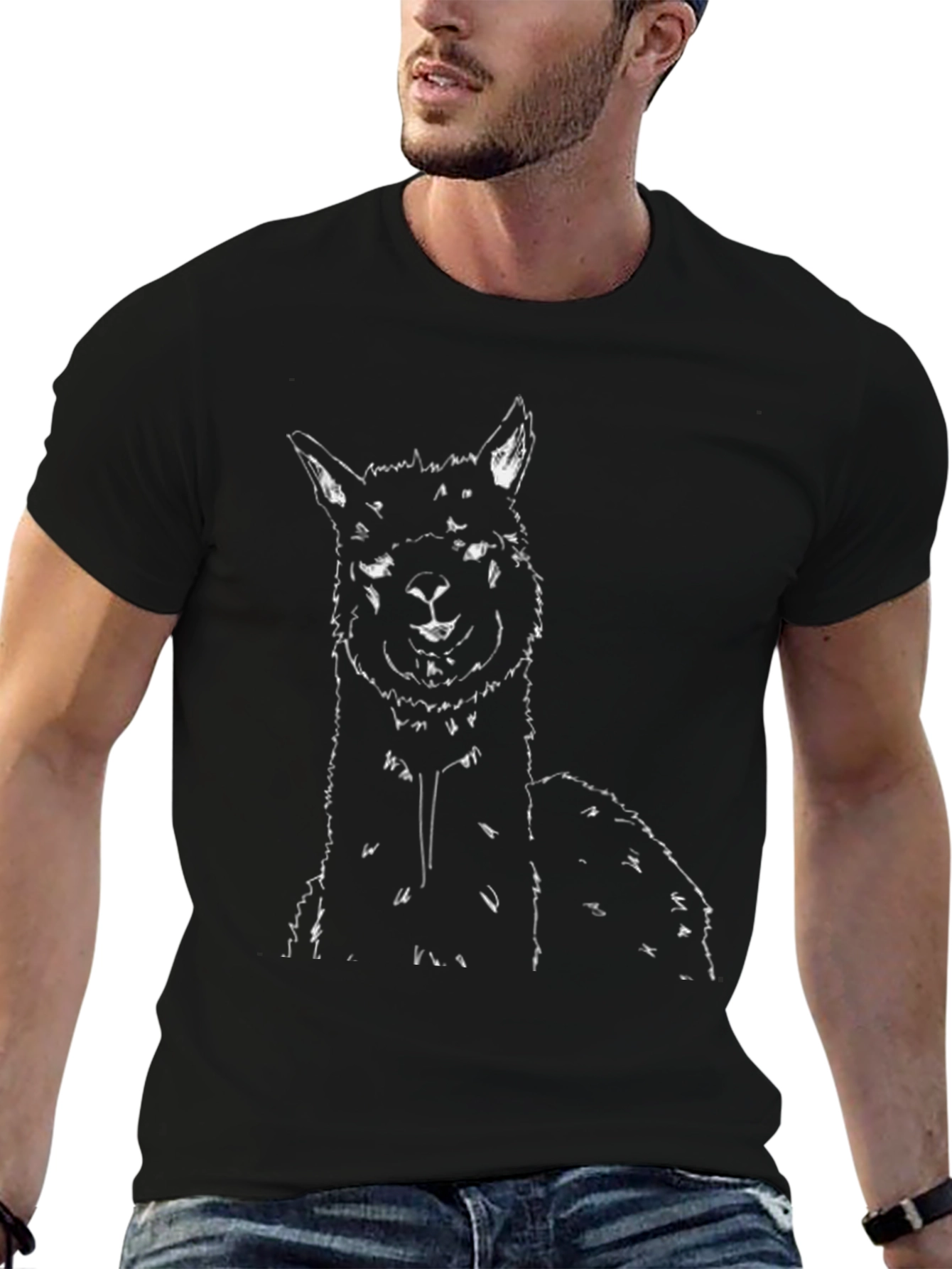 Alpaca Graphic Tee - Stylish Mens Black T-Shirt