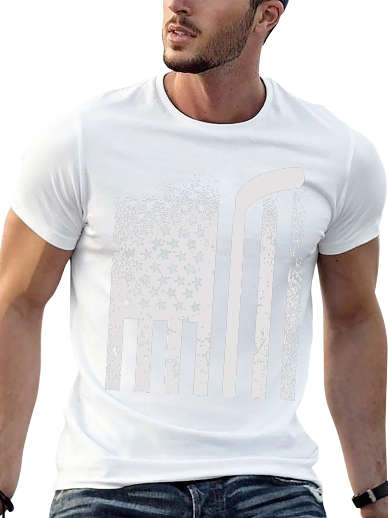 Hockey USA Flag Graphic T-Shirt - Patriotic Tee