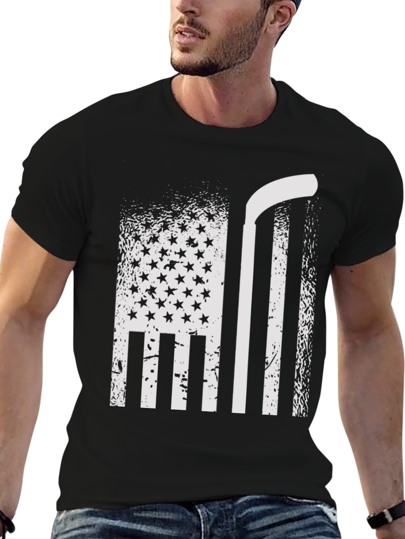 Hockey USA Flag Graphic T-Shirt - Patriotic Tee