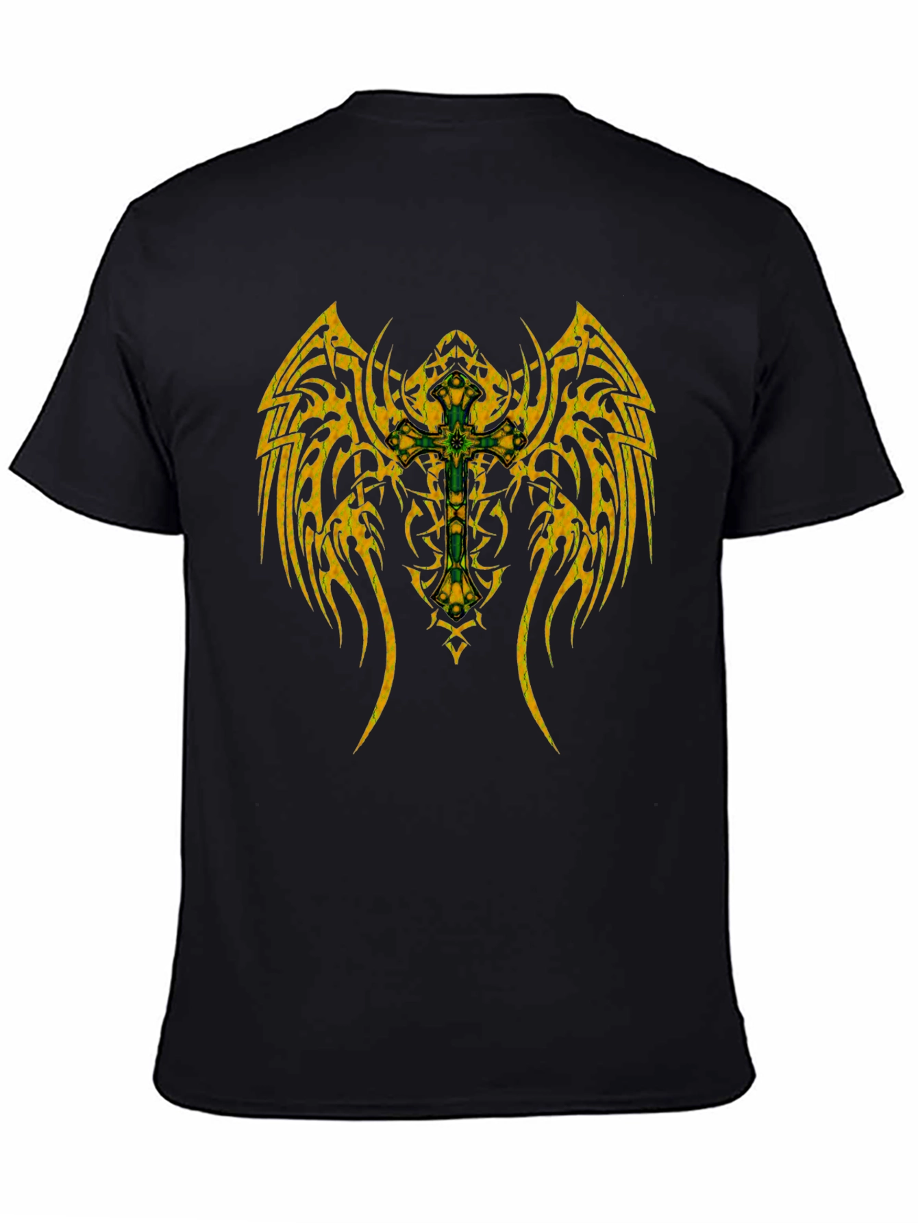 Tribal Cross Wing Graphic Black T-Shirt