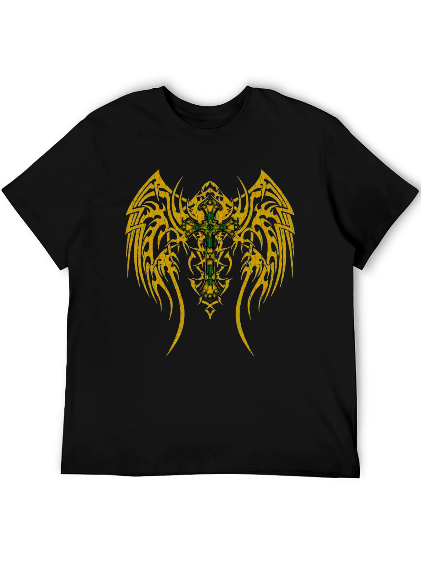 Tribal Cross Wing Graphic Black T-Shirt