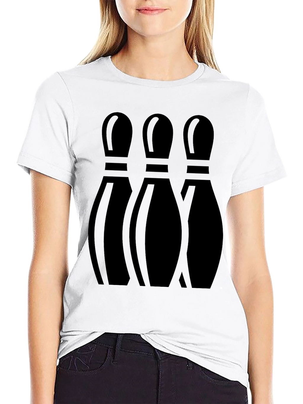 Mens Bowling Pin Graphic Print T-Shirt - Black