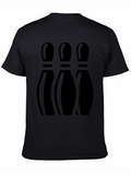 Mens Bowling Pin Graphic Print T-Shirt - Black