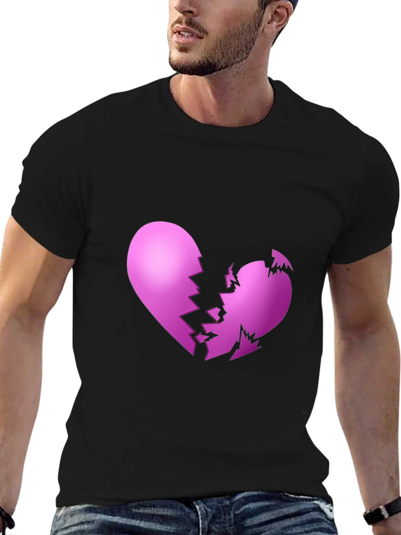 Broken Heart Graphic Black T-Shirt