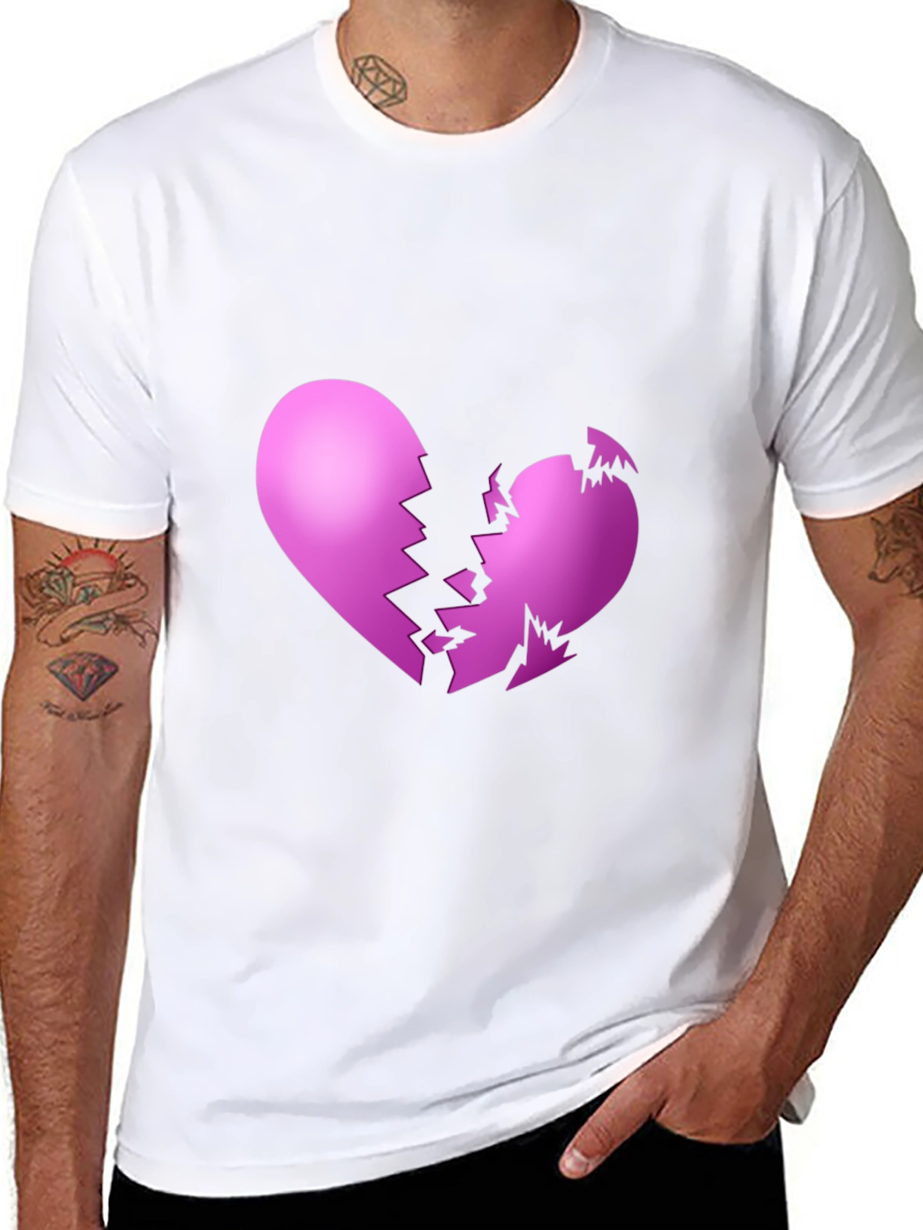 Broken Heart Graphic Black T-Shirt