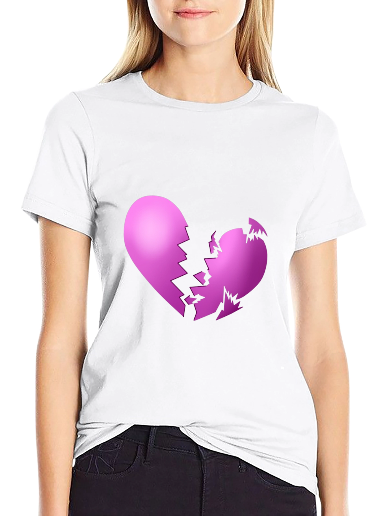 Broken Heart Graphic Black T-Shirt
