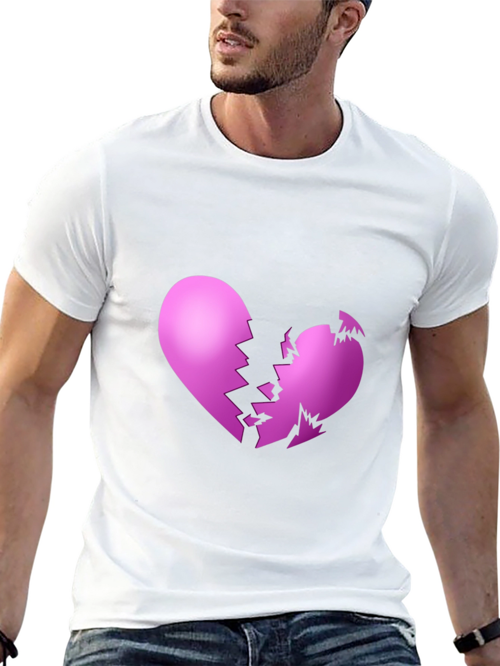 Broken Heart Graphic Black T-Shirt